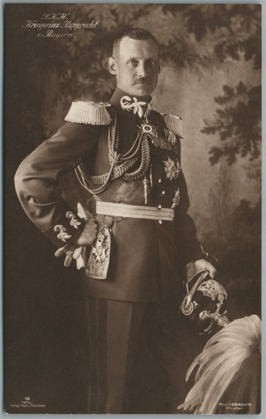 GERMAN PRINCE RUPPRECHT of BAVARIA MILITARY ANTIQUE REAL PHOTO POSTCARD RPPC