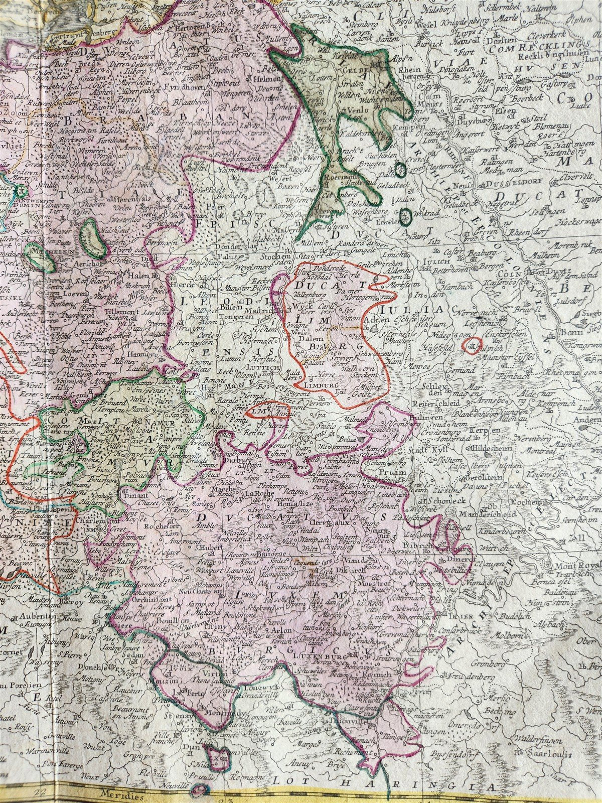 1748 MAP of NETHERLANDS Belgium and Luxembourg antique BELGII UNIVERSI