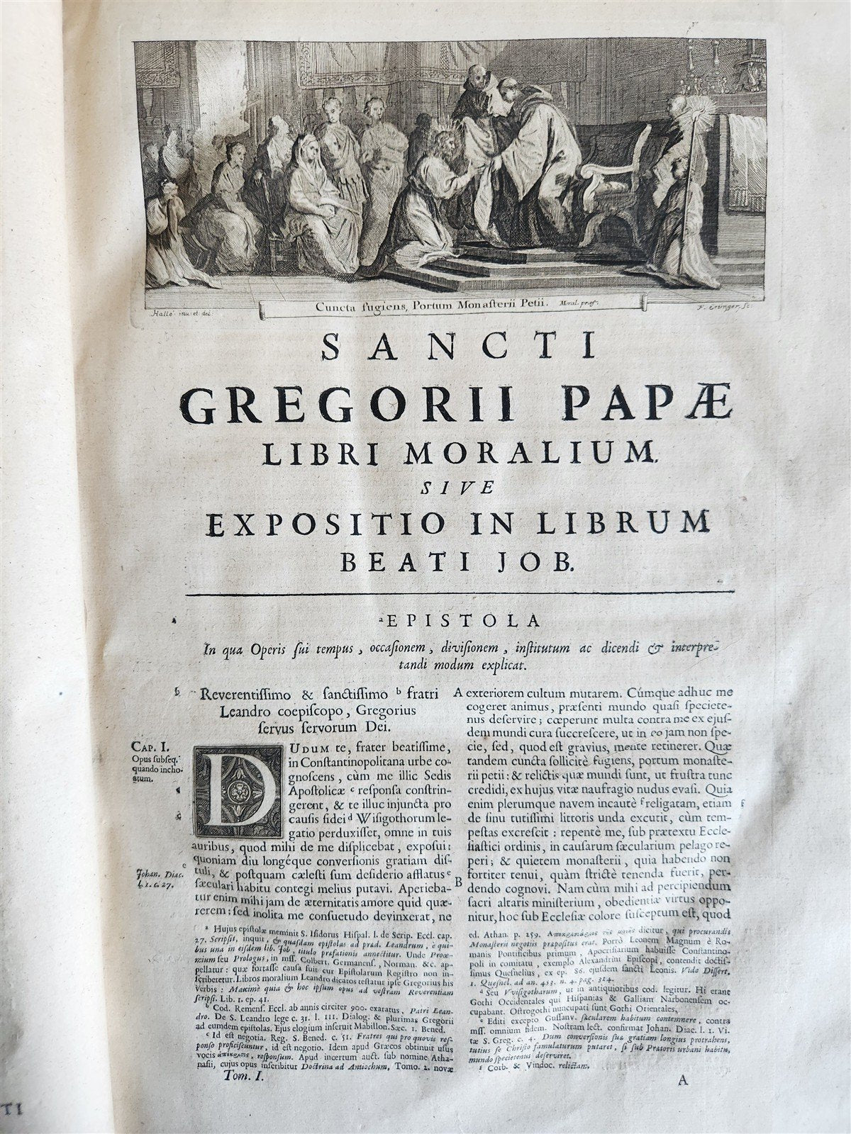 1705 ORDER of ST. BENEDICT WORKS SANCTI GREGORII 4 PIGSKIN FOLIO VOLS ANTIQUE