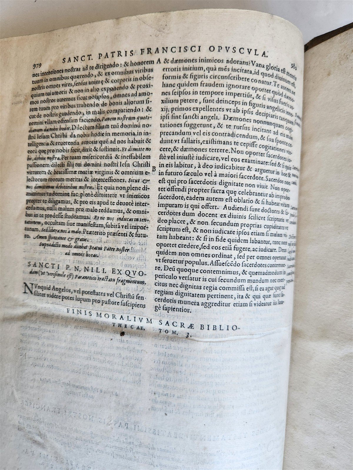 1575 Sacrae bibliothecae sanctorum patrum 16th cent. ANTIQUE PIGSKIN BOUND FOLIO