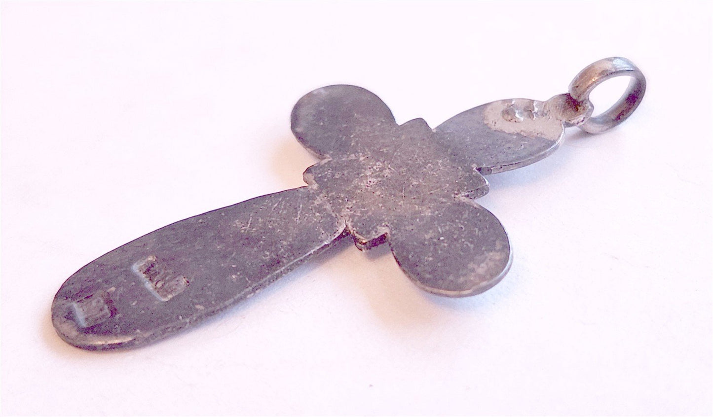 19th century RUSSIAN ORTHODOX SILVER ENAMEL icon NECK CROSS antique