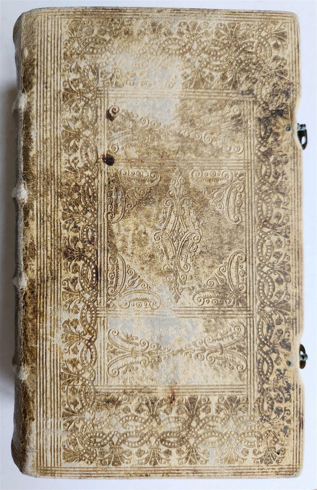 1756 ETYMOLOGICAL LATIN DICTIONARY antique PIGSKIN BINDING w/ CLASPS