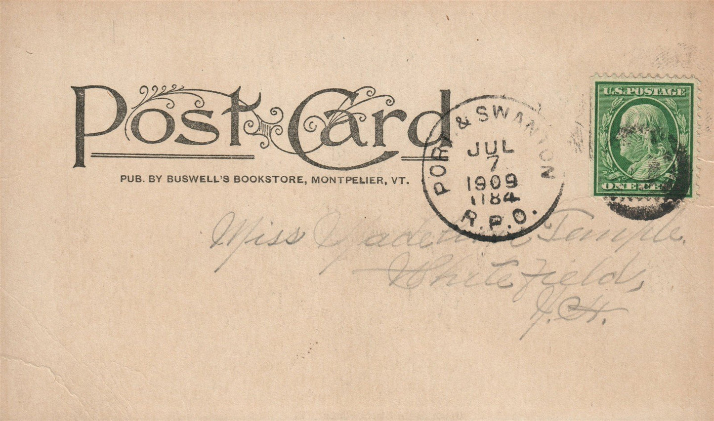 CABOT VT UPPER MAIN STREET ANTIQUE POSTCARD