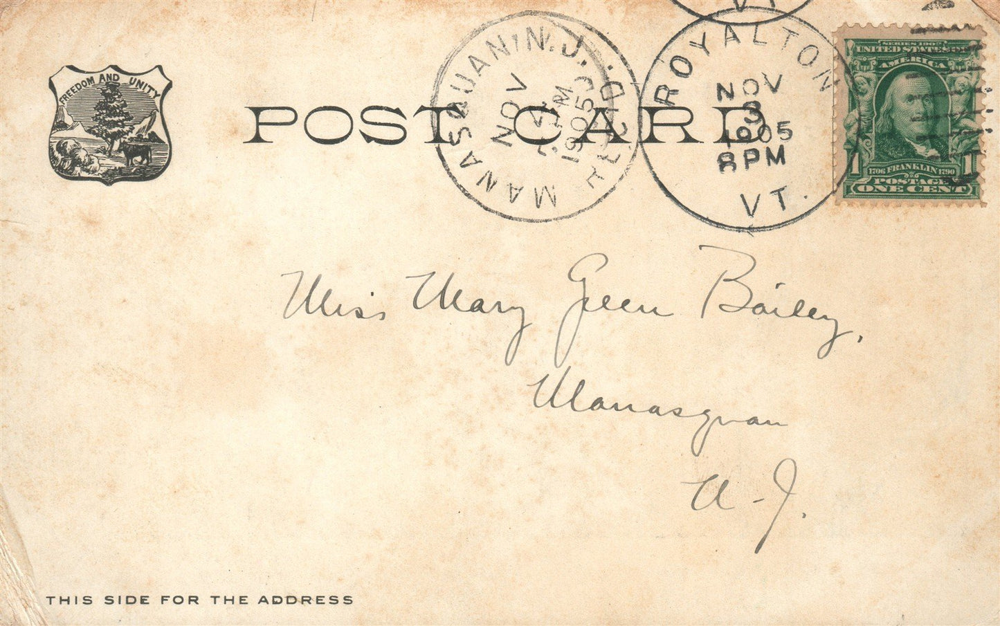 ROYALTON VT CASCADNAC HOUSE ANTIQUE POSTCARD