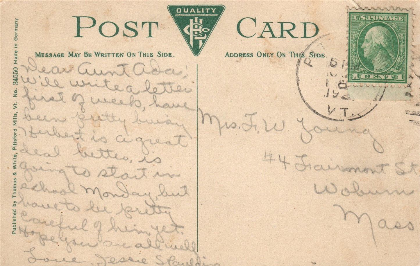 PITTSFORD VT SANATORIUM ANTIQUE POSTCARD