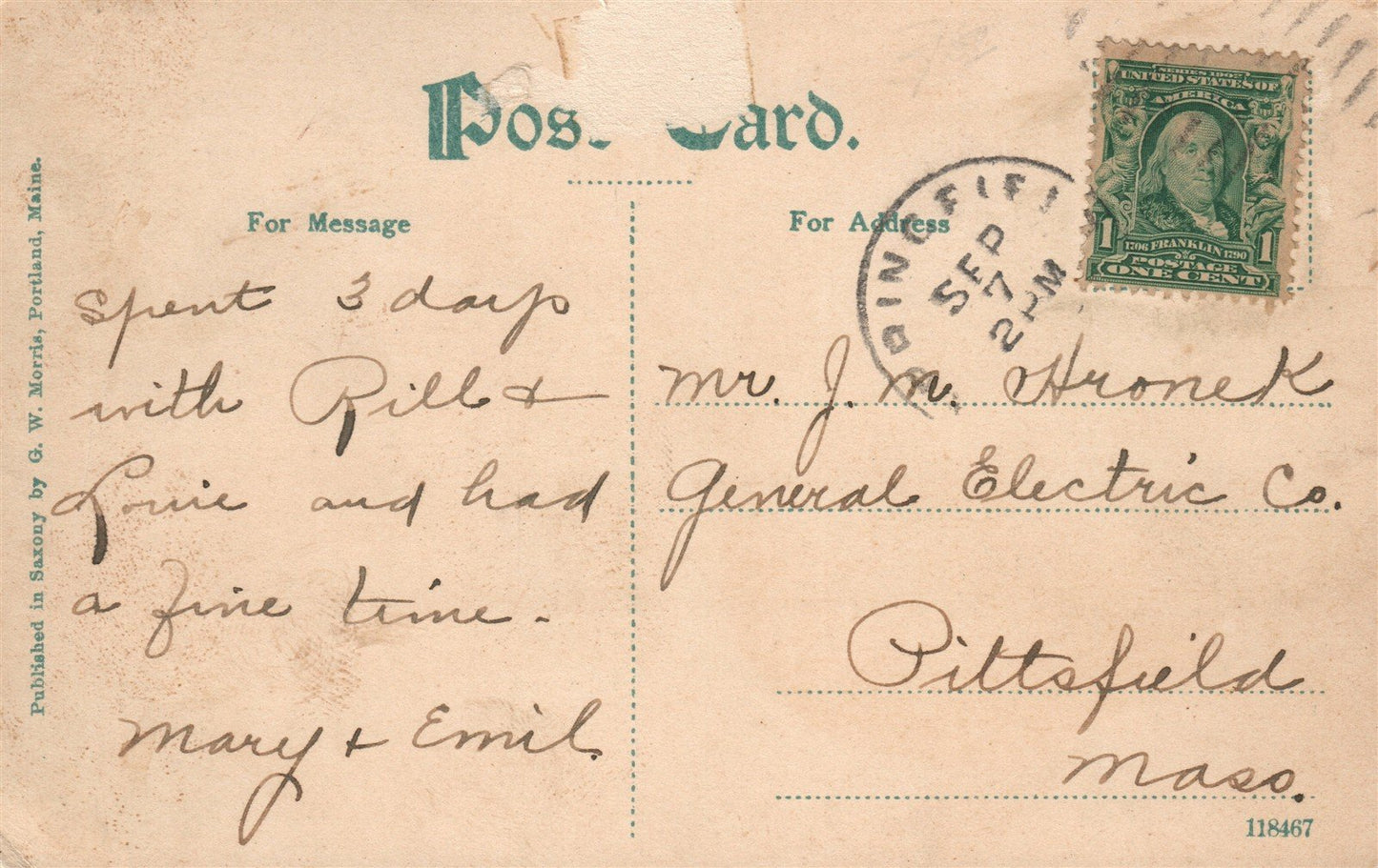 SPRINGFIELD VT JONES & LAMSON MILL ANTIQUE POSTCARD