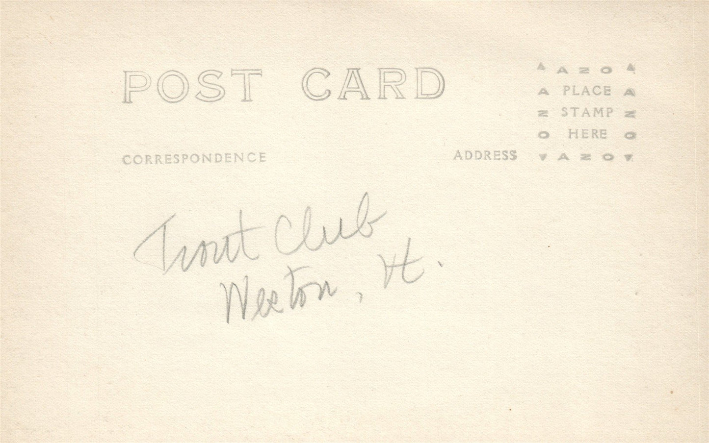 WESTON VT TROUT CLUB ANTIQUE REAL PHOTO POSTCARD RPPC