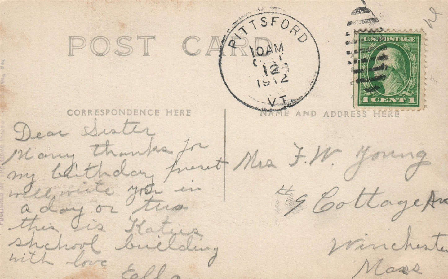 PITTSFORD VT SCHOOL ANTIQUE REAL PHOTO POSTCARD RPPC
