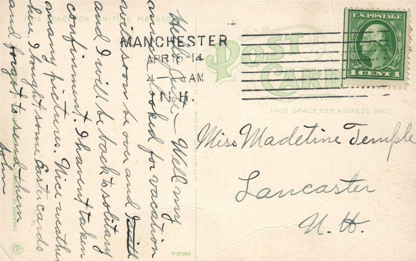 MANCHESTER NH RAILROAD STATION RAILWAY DEPOT ANTIQUE POSTCARD