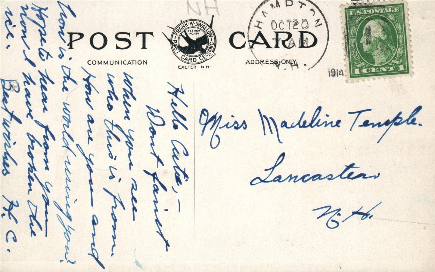 HAMPTON BEACH NH LIFE SAVING STATION ANTIQUE POSTCARD