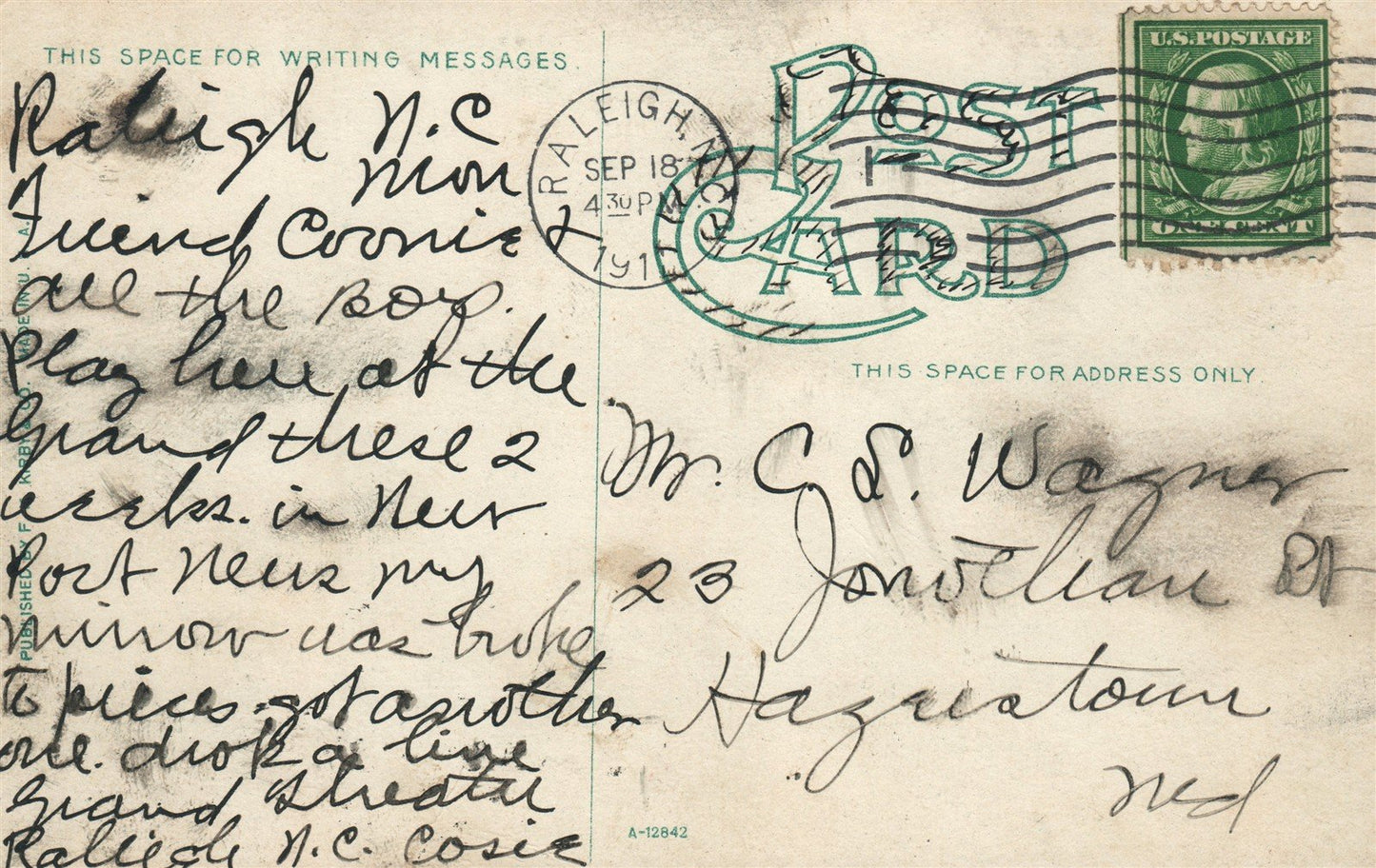 RALEIGH NC RAILROAD STATION RAILWAY DEPOT ANTIQUE POSTCARD
