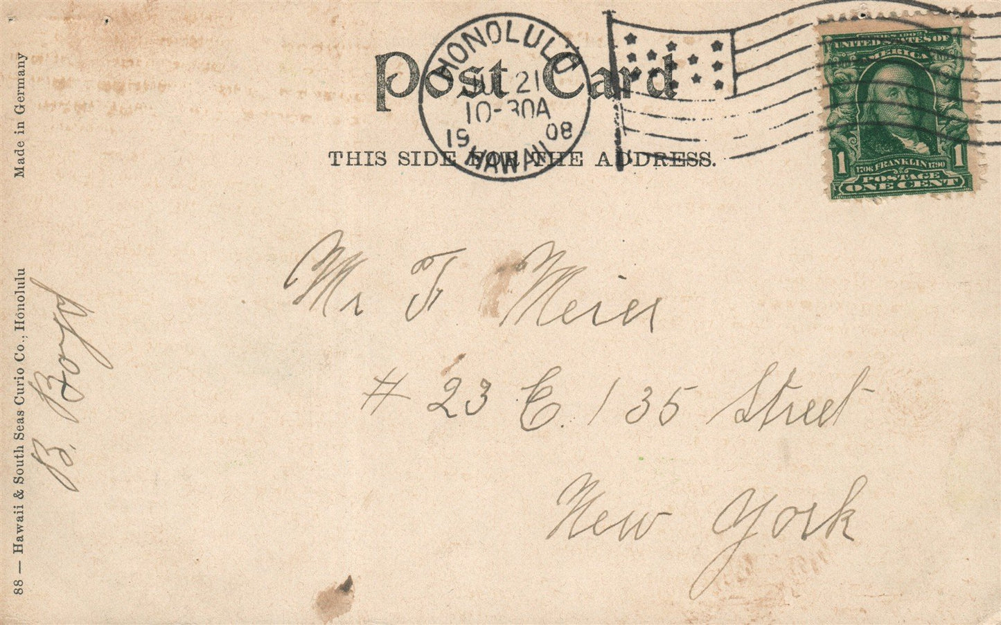 HONOLULU HI OAHU COLLEGE ANTIQUE POSTCARD