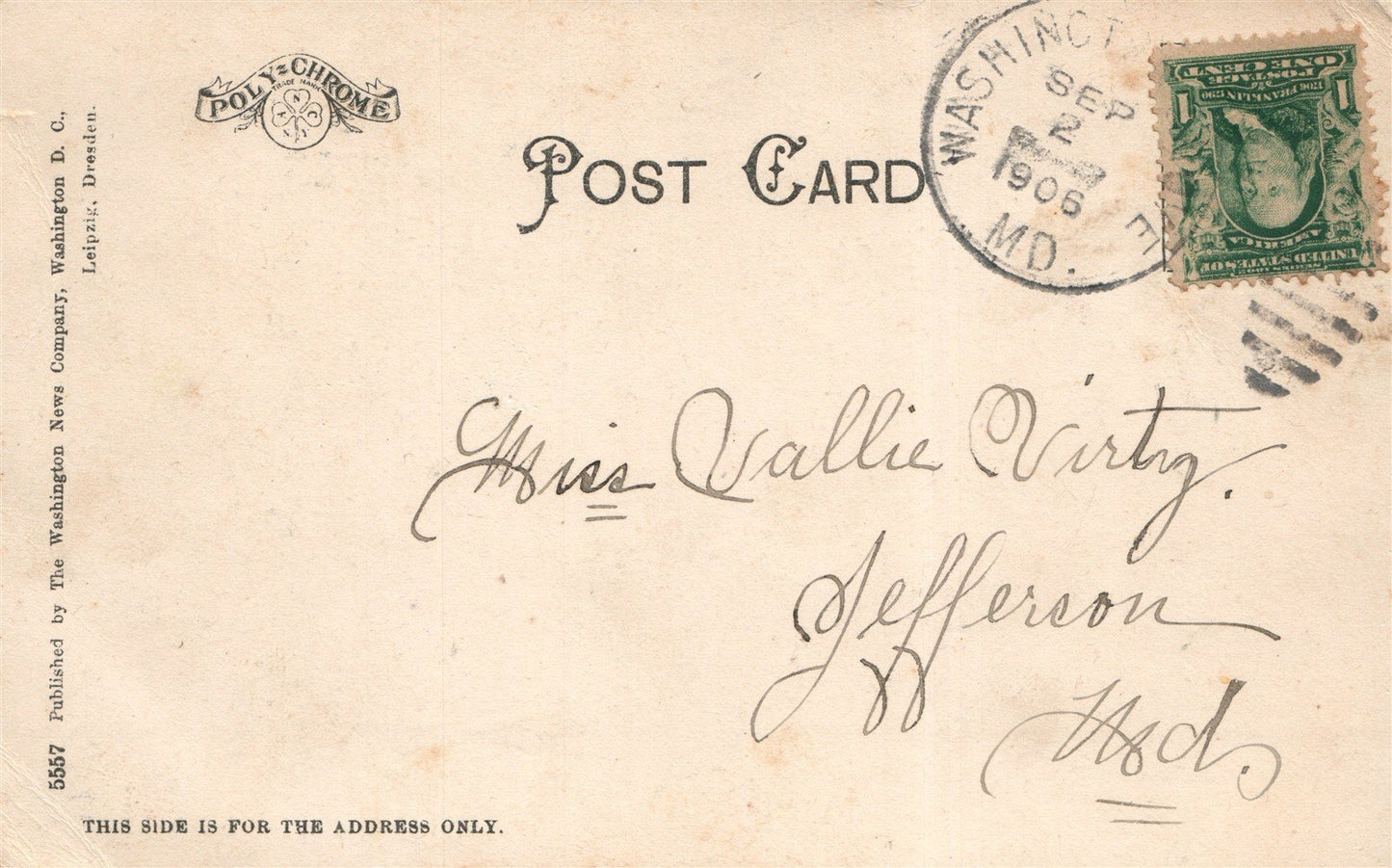 WASHINGTON DC LINCOLN STATUE ANTIQUE POSTCARD