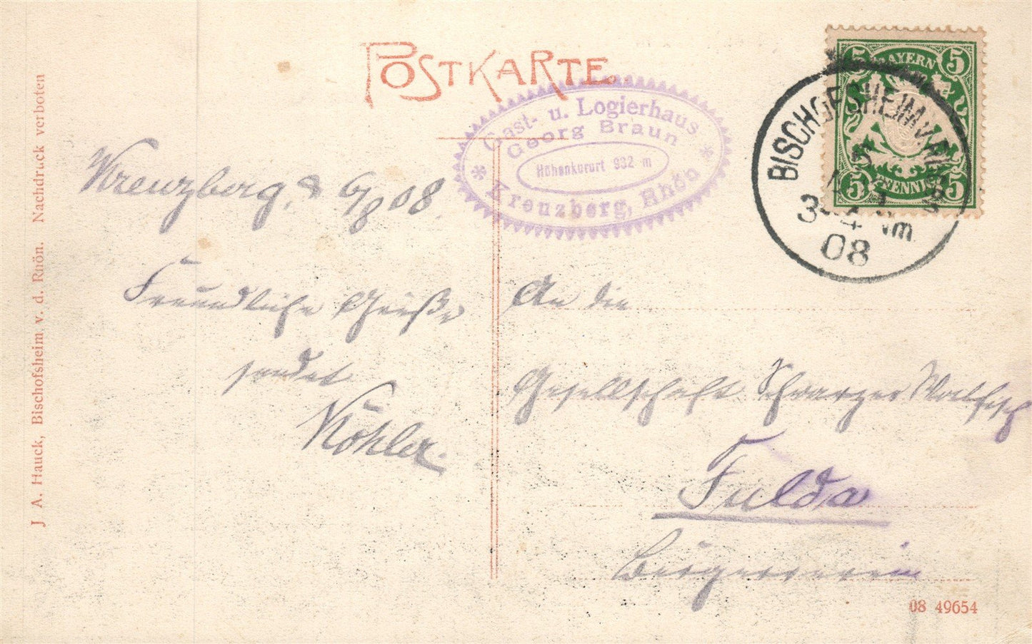 KLOSTER KREUZBERG RHON GERMANY ANTIQUE POSTCARD