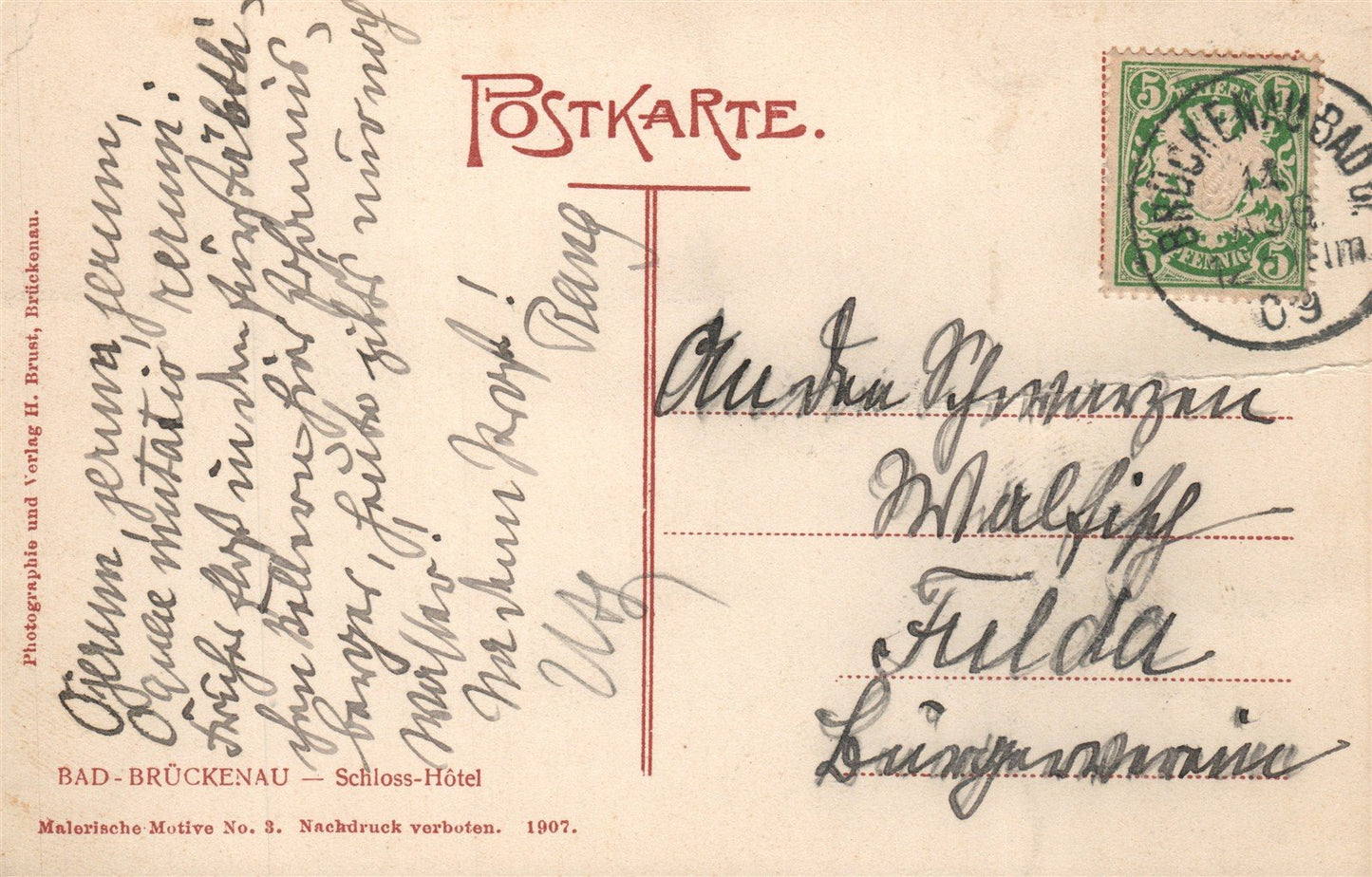 BAD BRUCKENAU GERMANY SCHLOSS HOTEL ANTIQUE POSTCARD