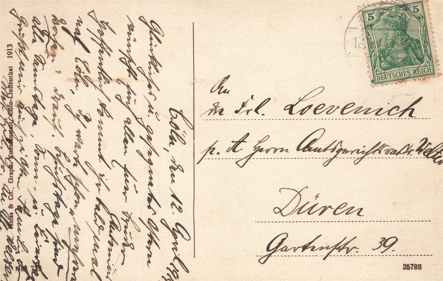 COLN GERMANY MARZELLENSTRASSE ANTIQUE POSTCARD
