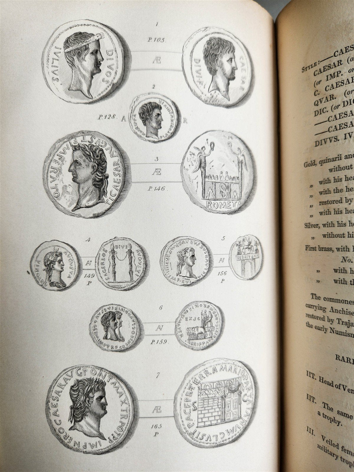 1834 DESCRIPTIVE CATALOGUE of RARE ROMAN COINS by AKERMAN antique ILLUSTRATED