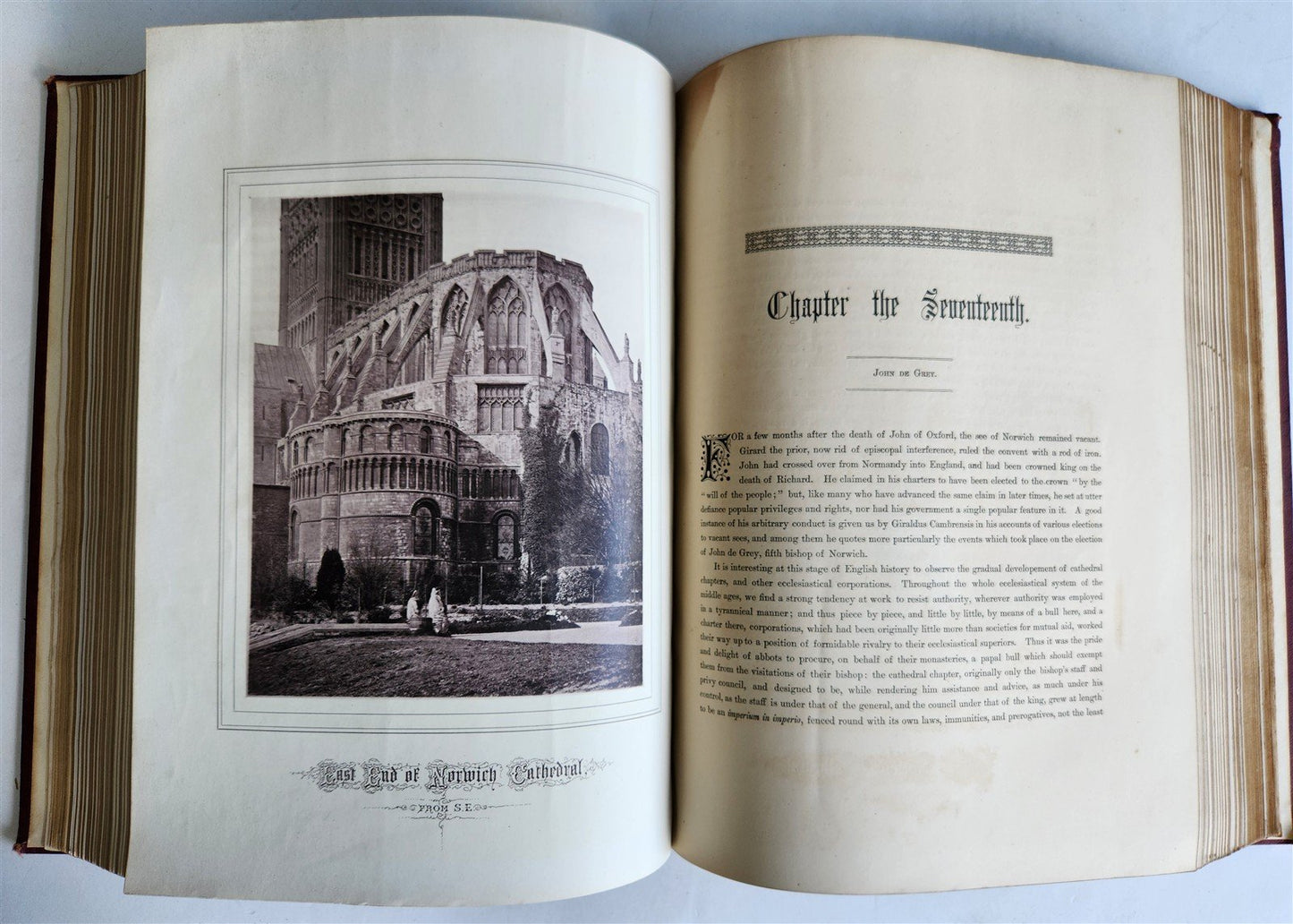 1876 ANCIENT SCULPTURES in ROOF of NORWICH CATHEDRAL antique ILLUSTRATED FOLIO