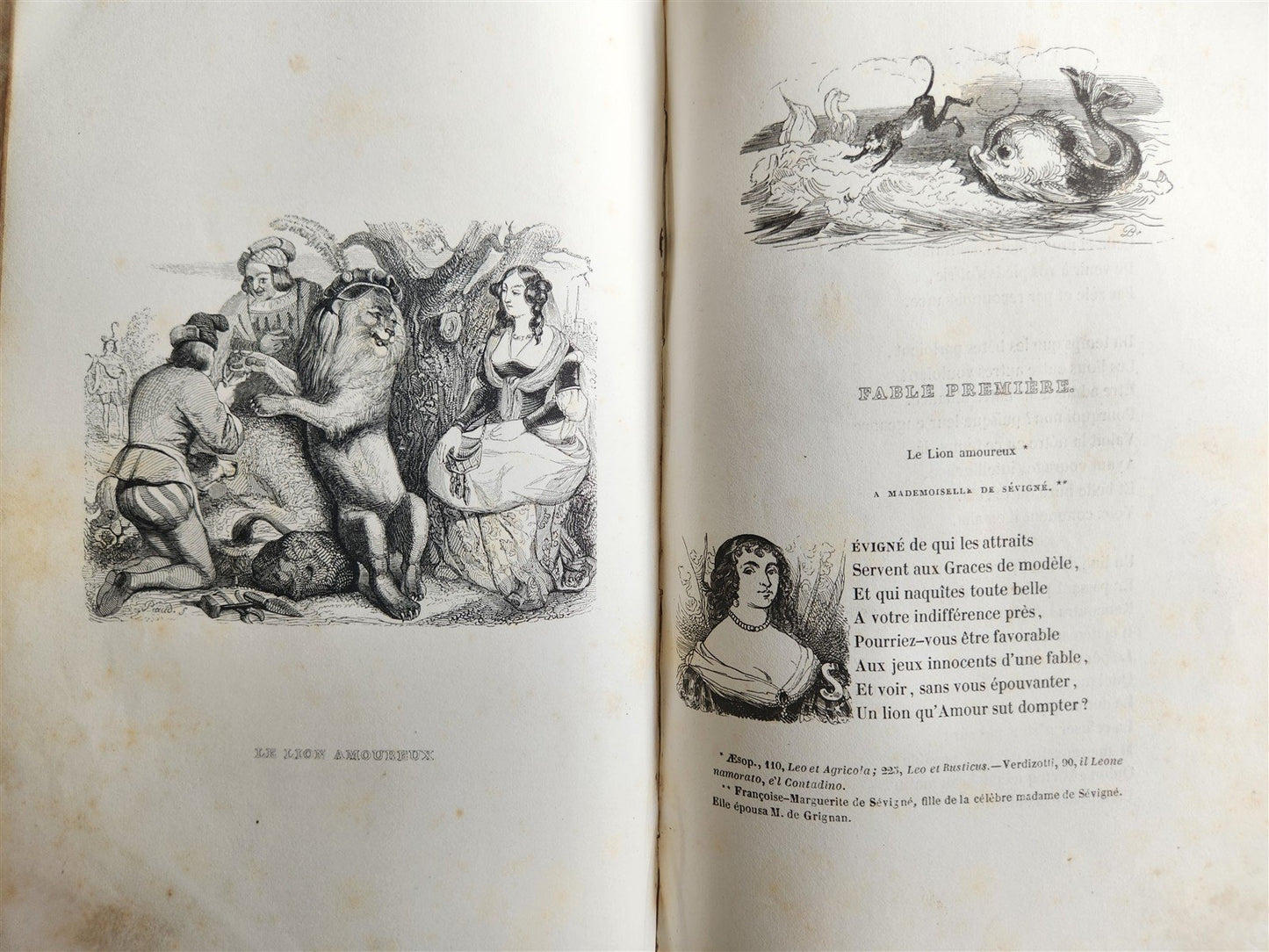 1839 FABLES by LA FONTAINE 2 VOLUMES illustrated ANTIQUE in FRENCH