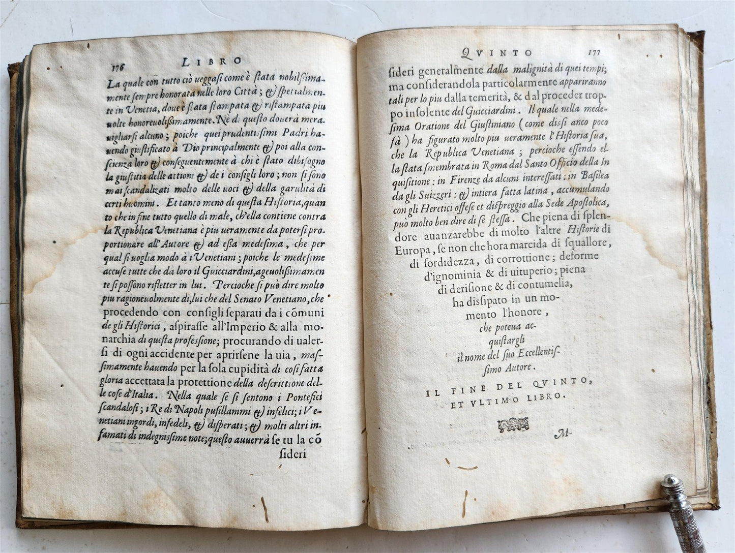 1583 HISTORY of ITALY di messer Francesco Guicciardini VELLUM BINDING antique
