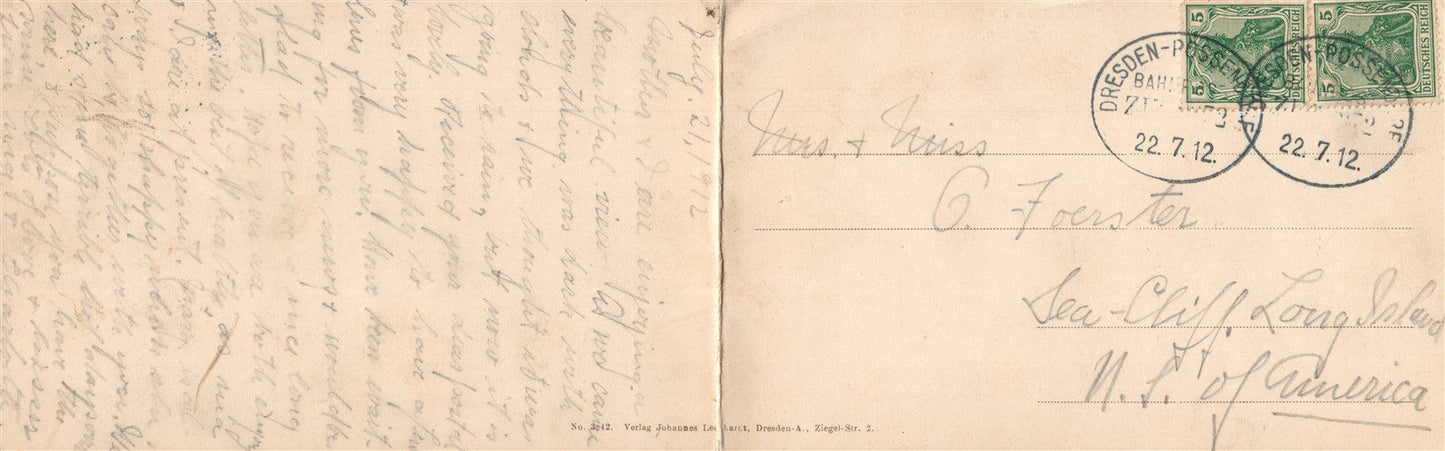 DRESDEN GERMANY DOUBLE ANTIQUE POSTCARD