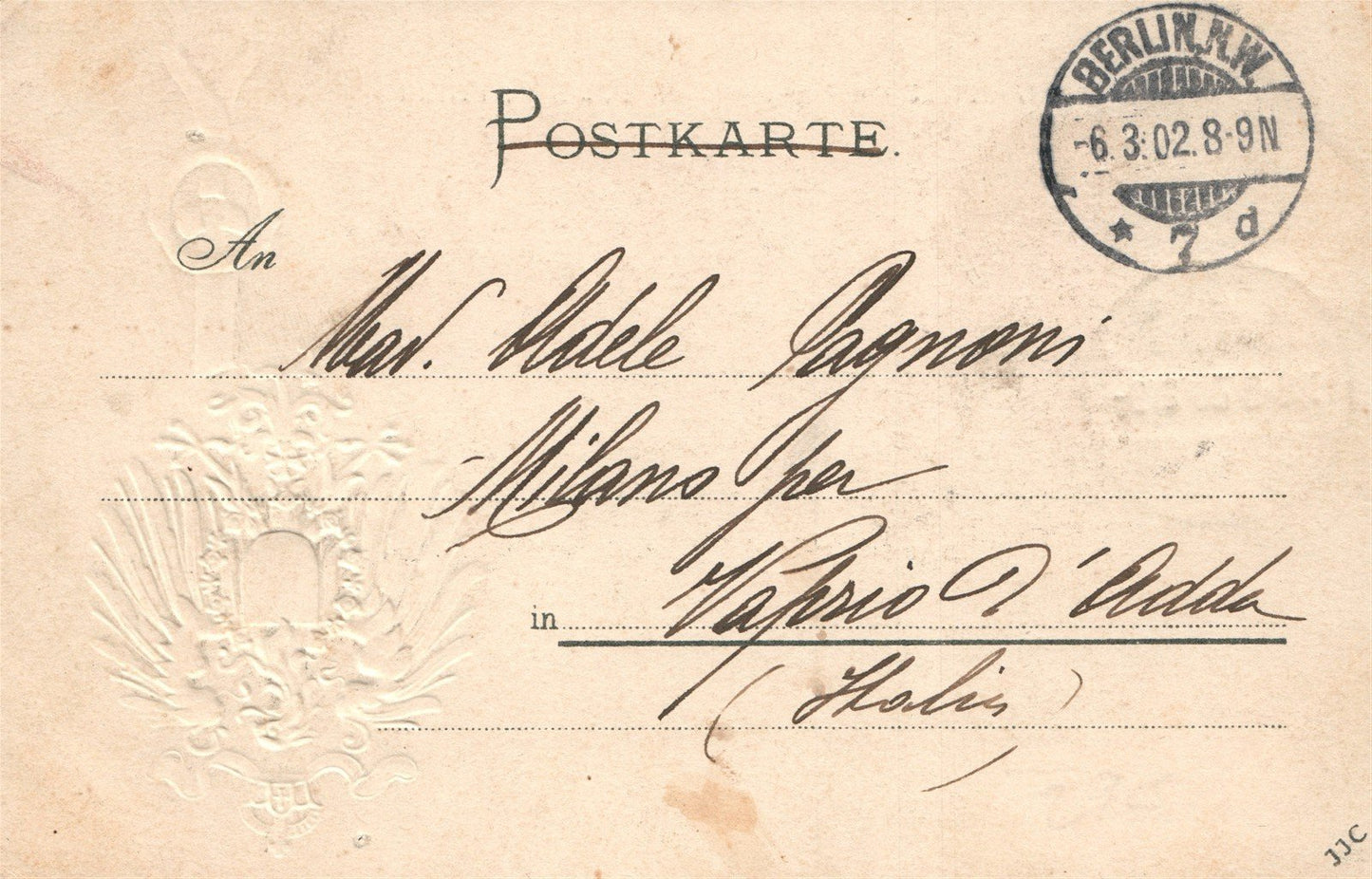 BERLIN GERMANY 1902 ANTIQUE POSTCARD