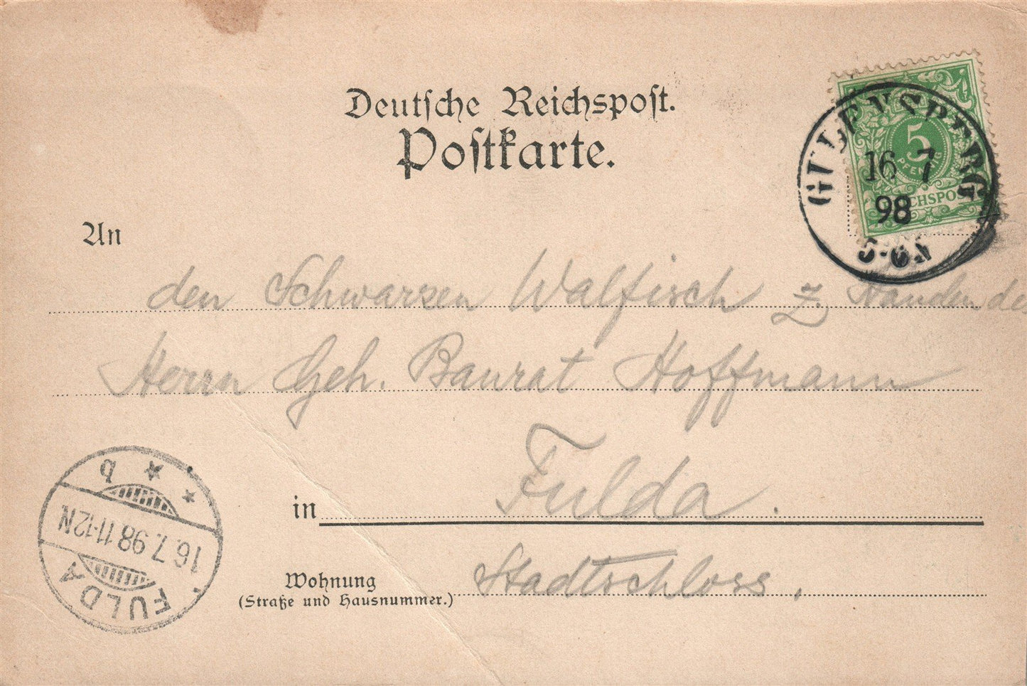 GUDENSBERG GERMANY 1898 ANTIQUE POSTCARD