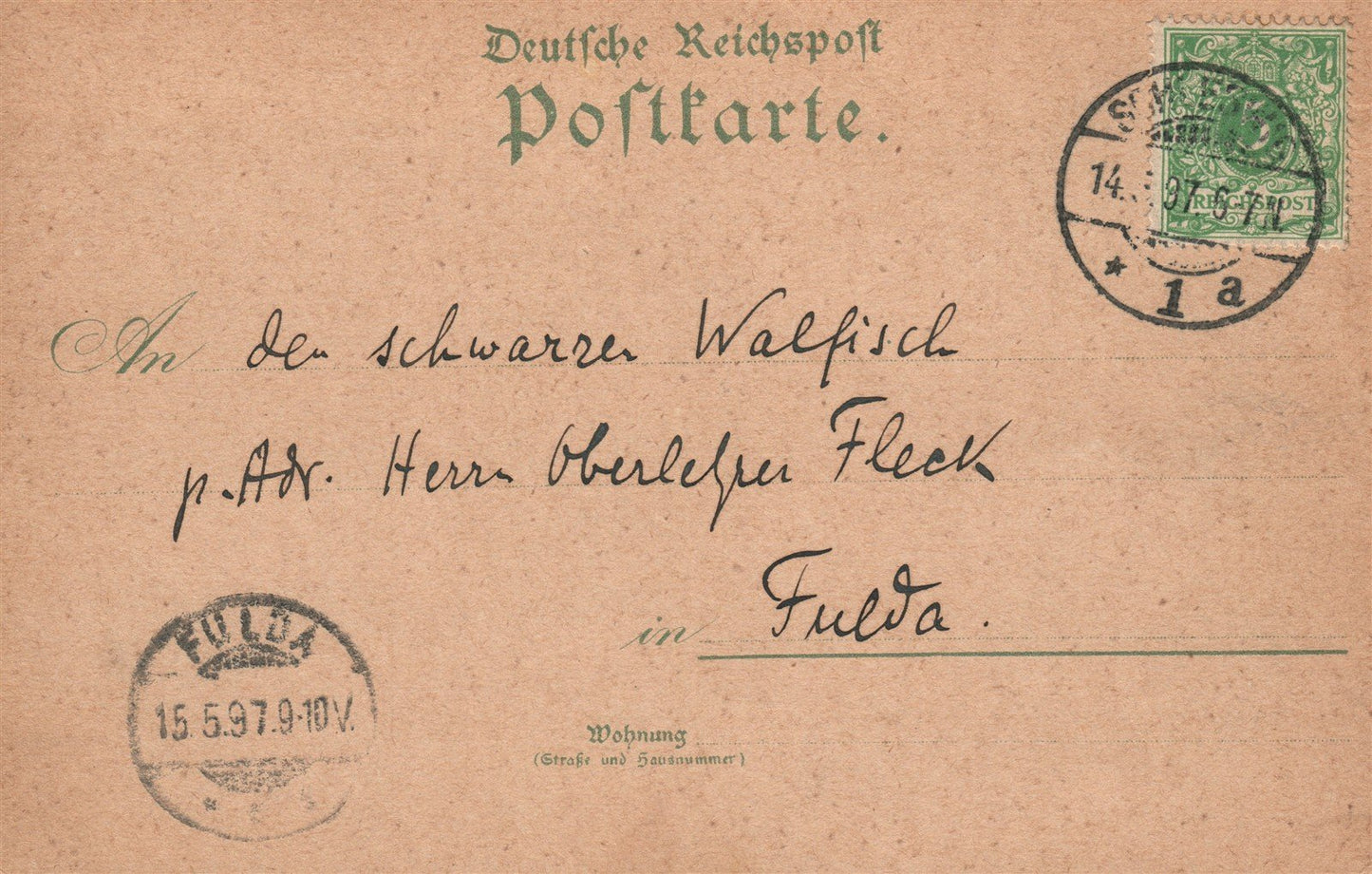 GRUSS AUS SCHLESWIG GERMANY 1897 ANTIQUE POSTCARD