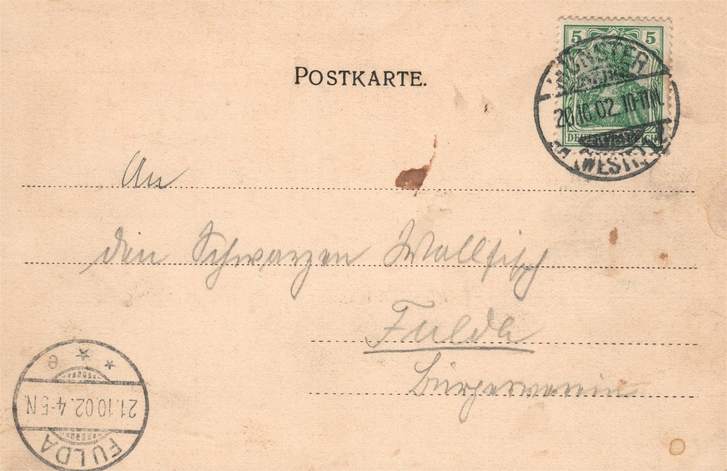 KAISER FRIEDRICH HALLE MUNSTER i. W. GERMANY 1902 ANTIQUE POSTCARD