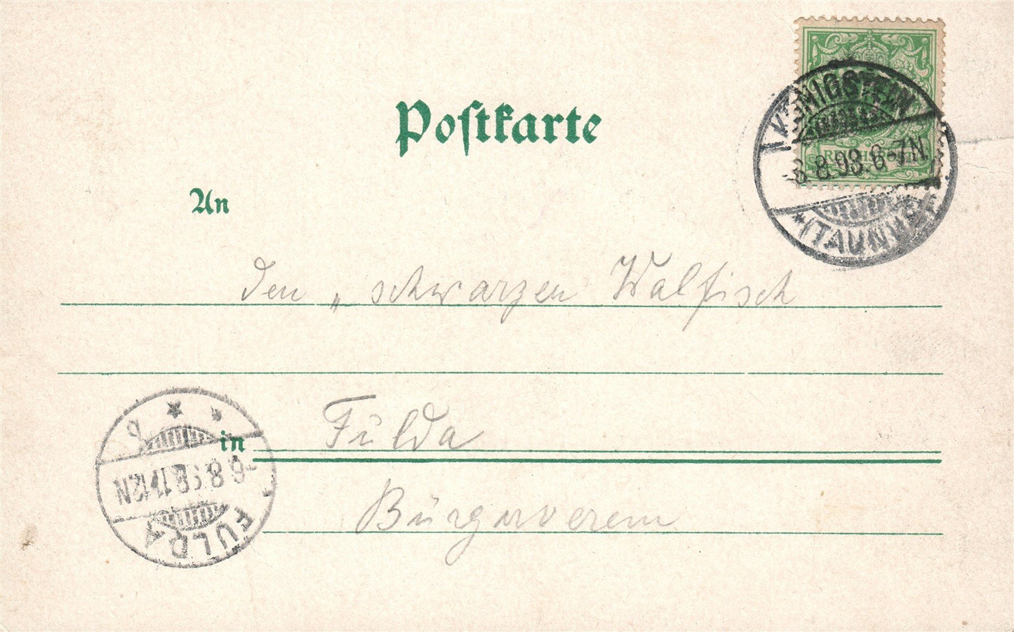 TAUNUS GERMANY 1898 ANTIQUE POSTCARD