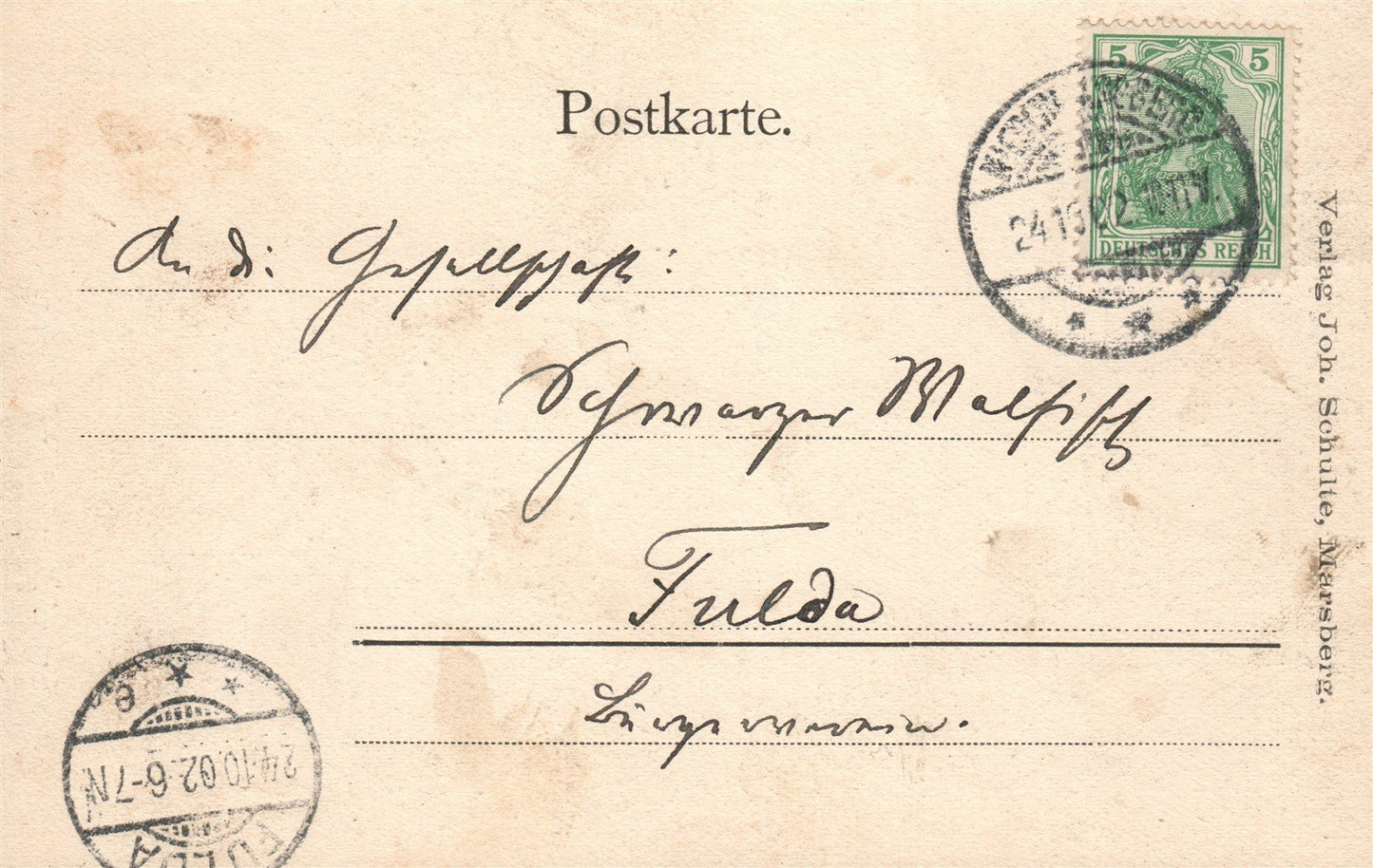 MARSBERG GERMANY 1902 ANTIQUE POSTCARD