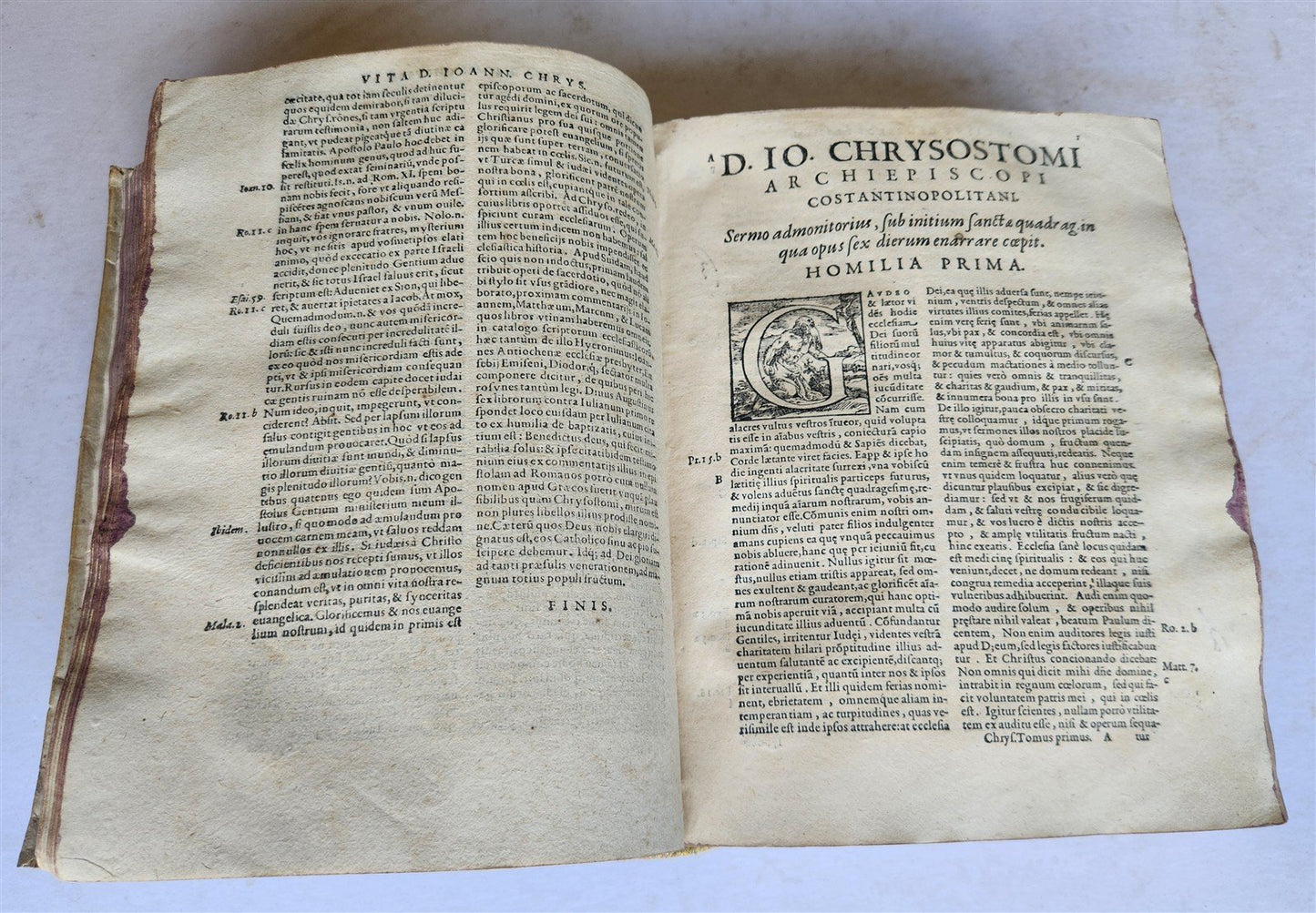 1582 HOMILIES of JOHN CHRYSOSTOM antique 16th century VELLUM BOUND