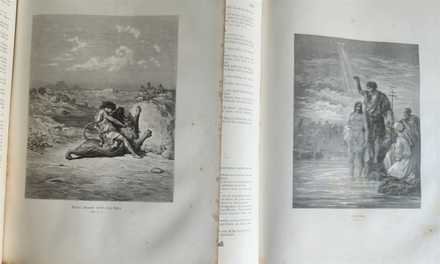 1870s BIBLE GUSTAVE DORE LLUSTRATED 2 VOLUMES MASSIVE FOLIO antique 230 plates
