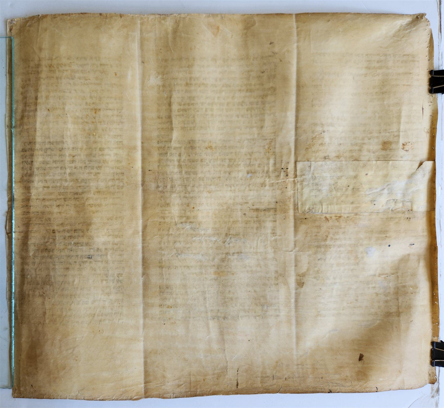 TORAH SCROLL FRAGMENT VELLUM MANUSCRIPT 19th century ANTIQUE LEVITICUS 19.5x22"