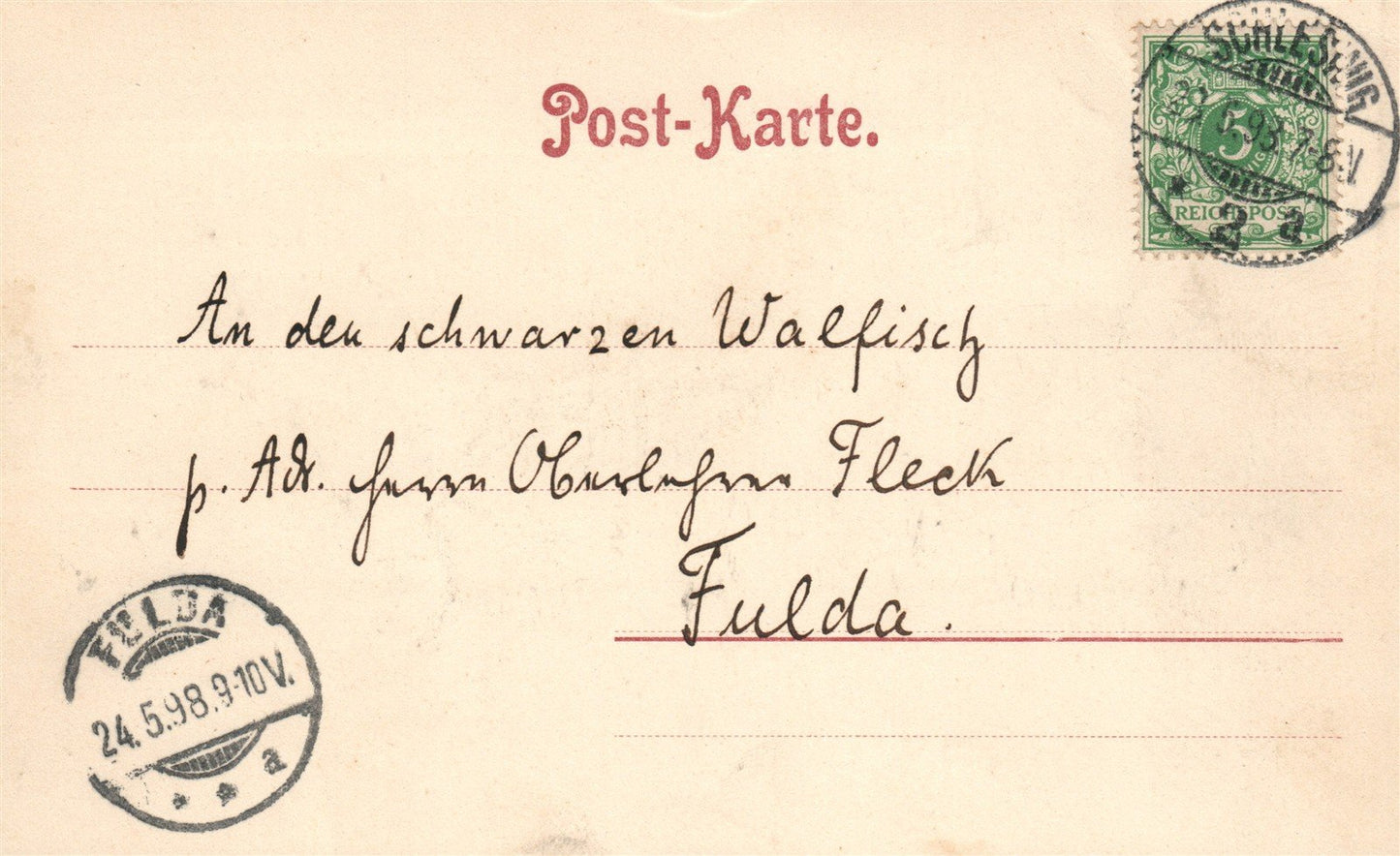 Gruss aus SCHLESWIG GERMANY 1898 ANTIQUE POSTCARD