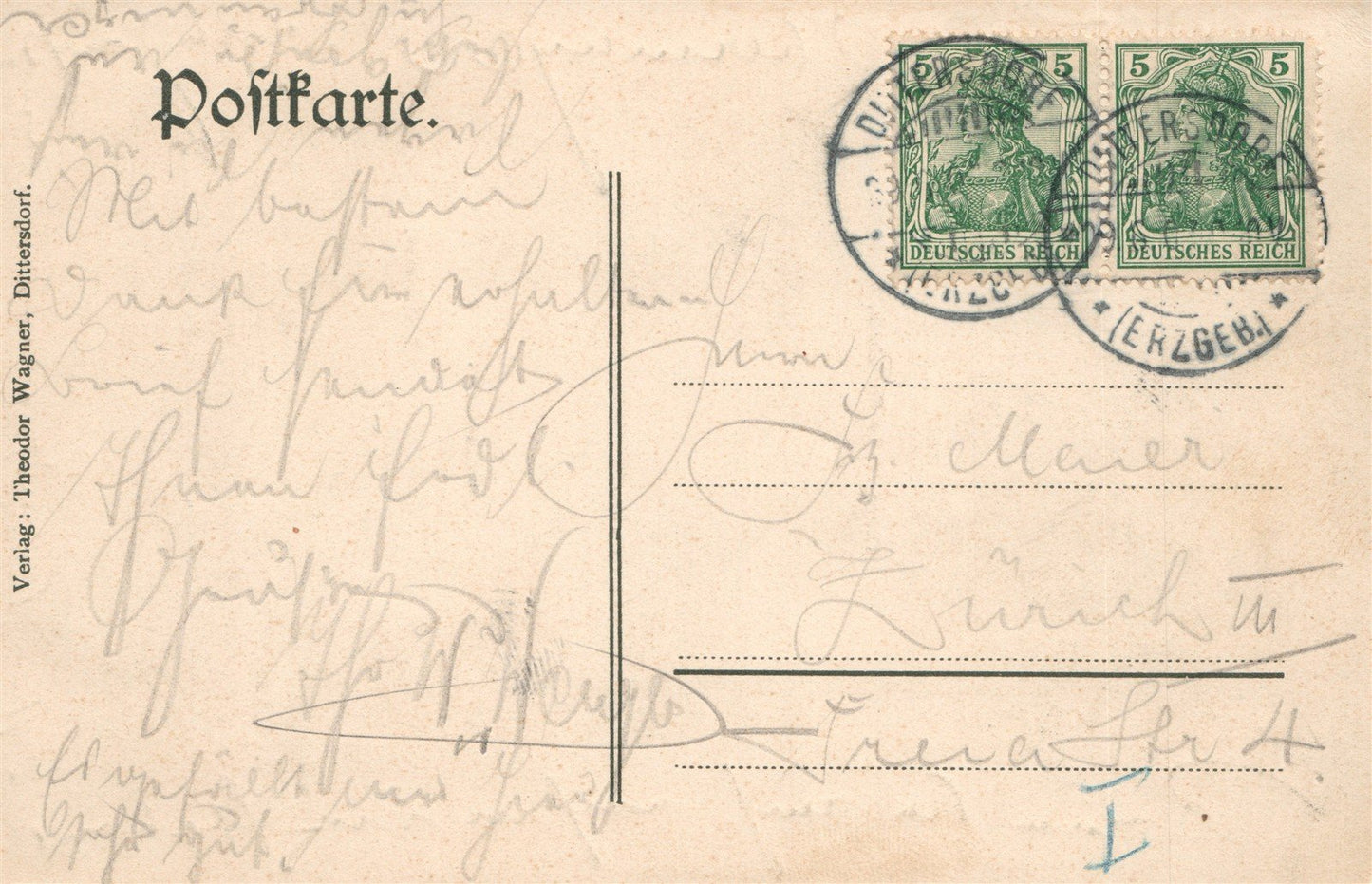 GERMANY DITTERSDORF Filzfabrik ANTIQUE POSTCARD