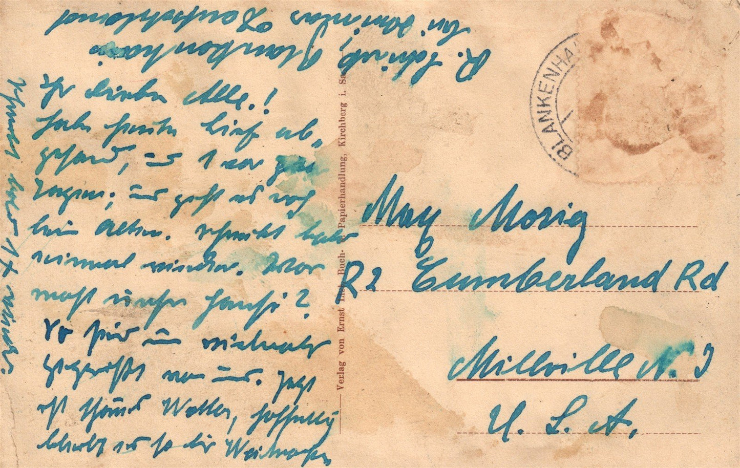 GERMANY KIRCHBERG i. SA ANTIQUE POSTCARD