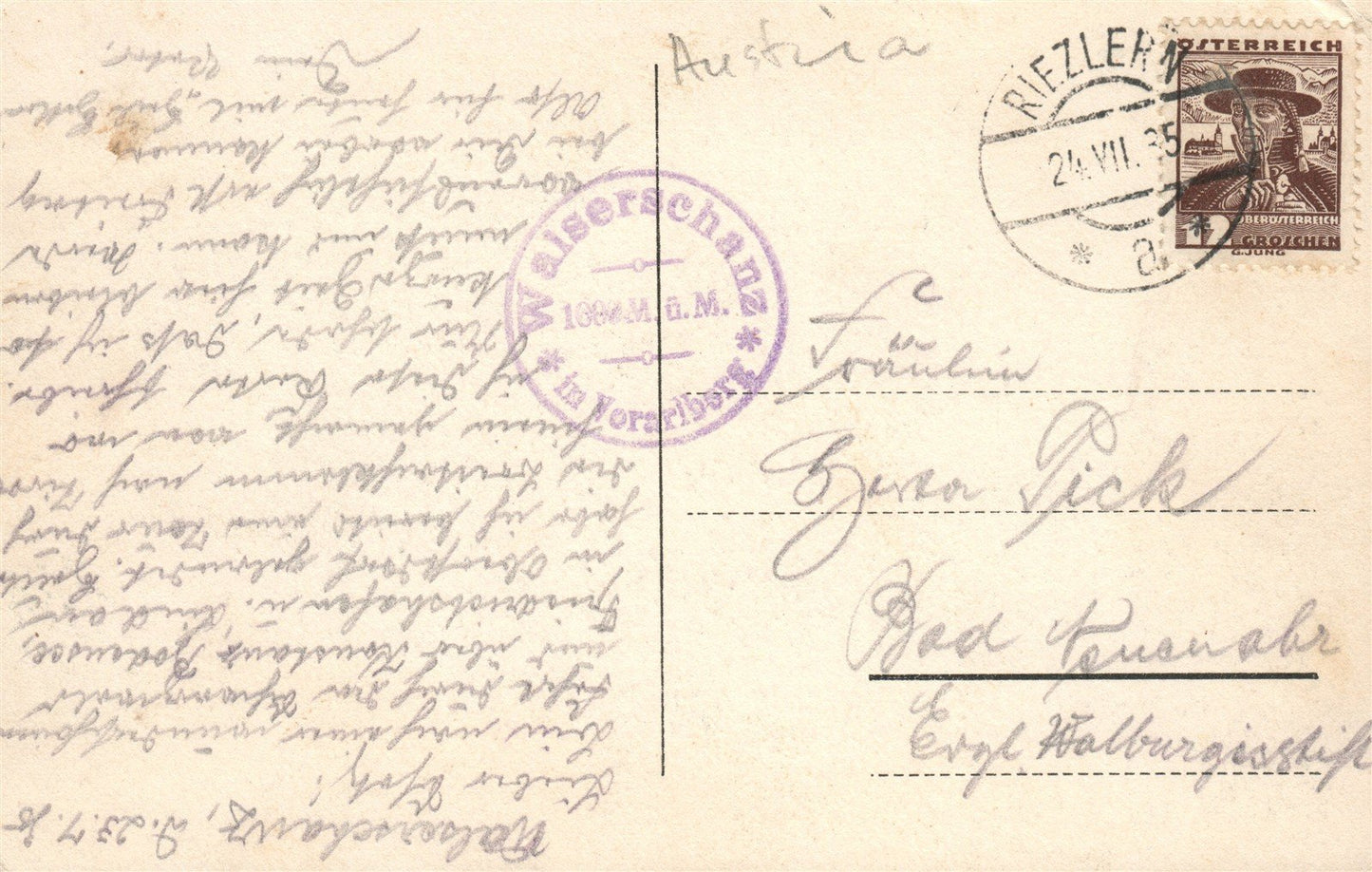 AUSTRIA WALSERSCHANZ ANTIQUE POSTCARD