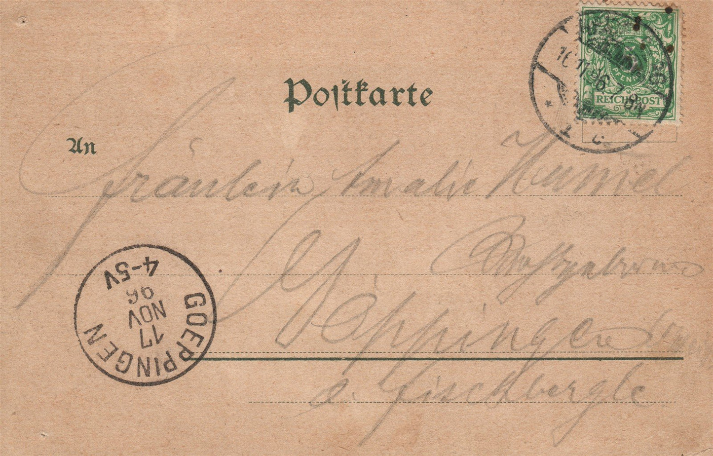 GERMANY GRUSS AUS HELDELBERG 1896 ANTIQUE POSTCARD