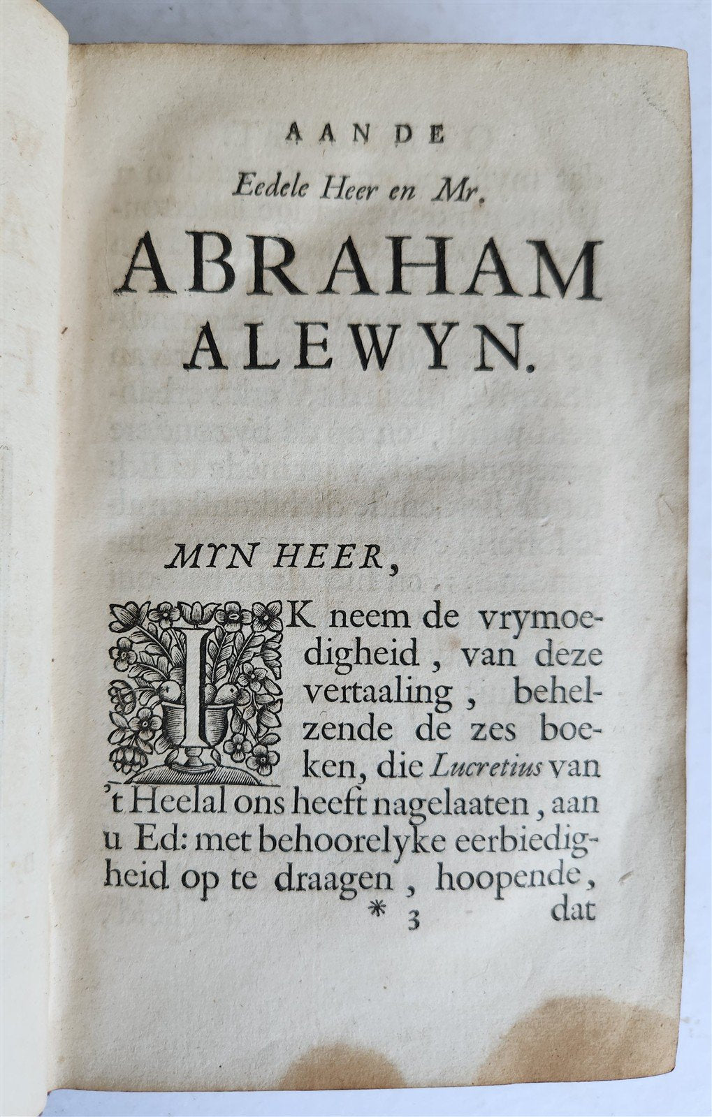 1701 LUCRETIUS DE RERUM NATURA antique ILLUSTRATED