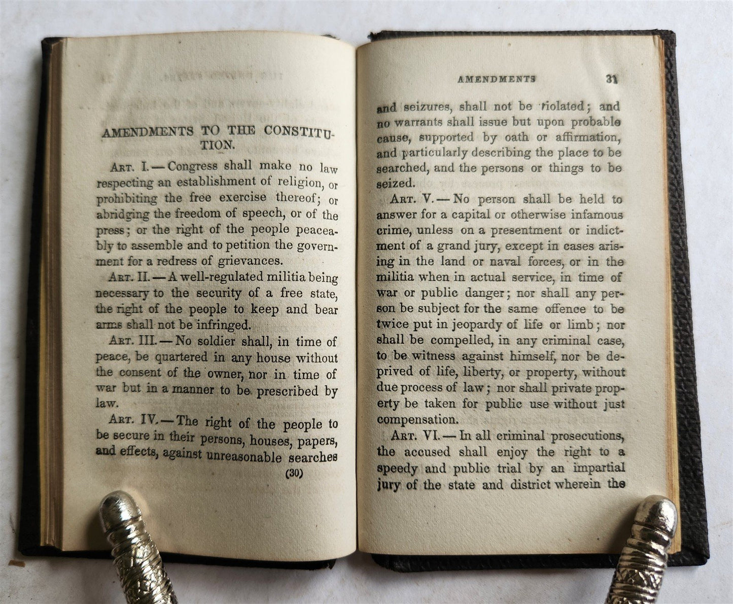 1865 CONSTITUTION of UNITED STATES & DECLARATION of INDEPENDENCE ANTIQUE