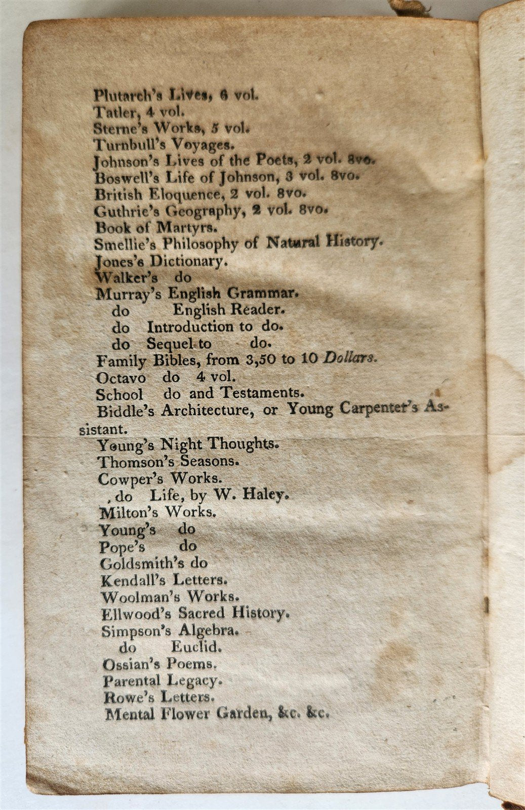 1811 THE TASK POEM by WILLIAM COWPER antique PHILADELPHIA Americana
