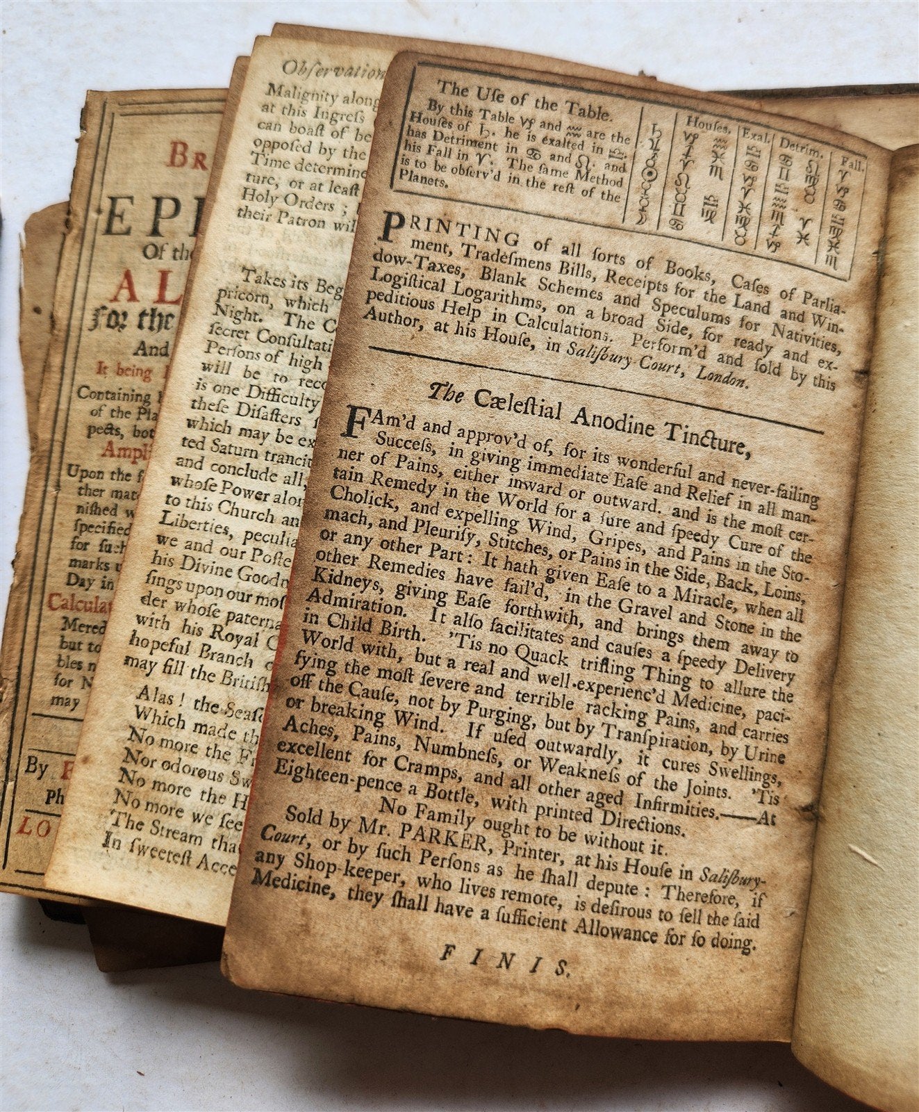 1730-38 ALMANACK BRITISH TELESCOPE Ephemeris antique ASTROLOGY ASTRONOMY English