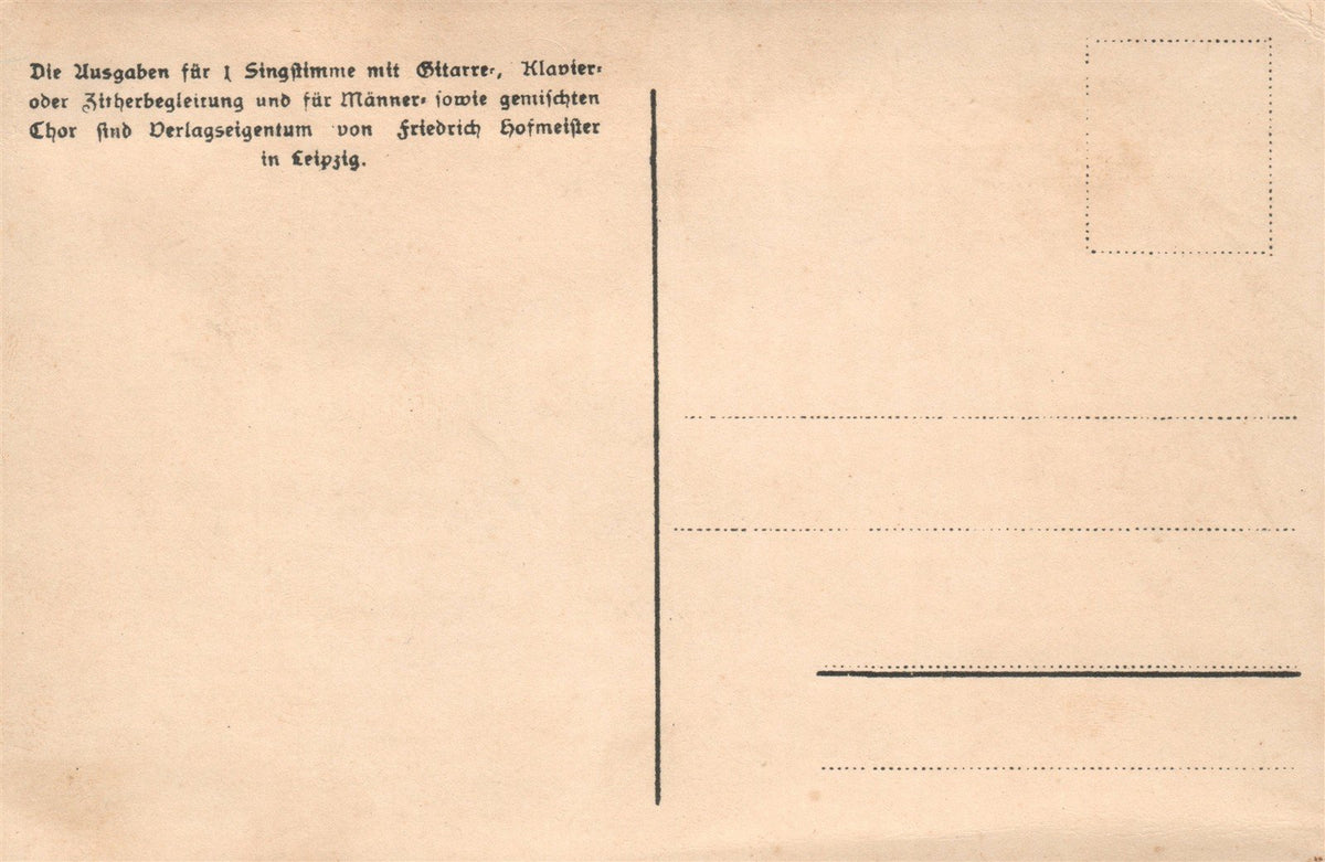 GERMANY GUNTHER'S VATERHAUS SONG ANTIQUE POSTCARD