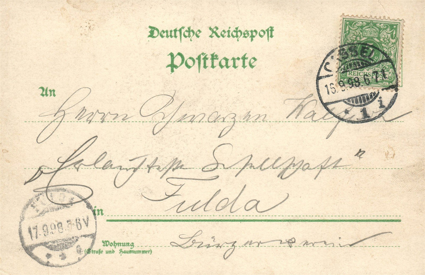 GERMANY GRUSS AUS CASSEL 1898 ANTIQUE POSTCARD