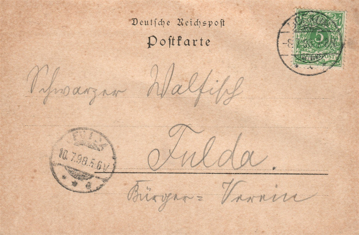 GERMANY GRUSS AUS BORKUM 1898 ANTIQUE POSTCARD