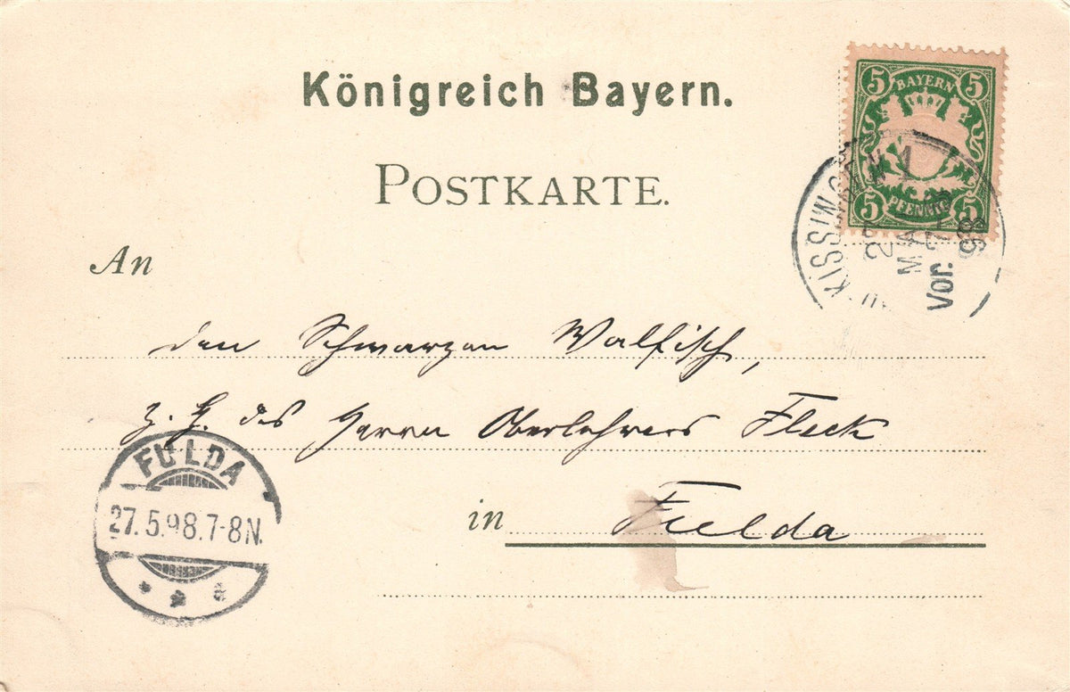GERMANY GRUSS AUS BAD KISSINGEN 1898 ANTIQUE POSTCARD