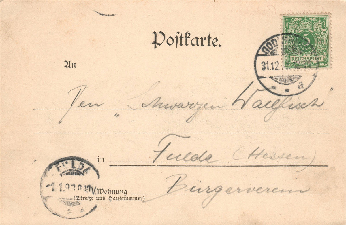 GERMANY GRUSS AUS GODESBERG 1897 ANTIQUE POSTCARD
