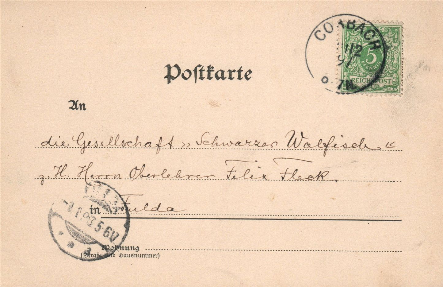 GERMANY GRUSS AUS CORBACH 1897 ANTIQUE POSTCARD