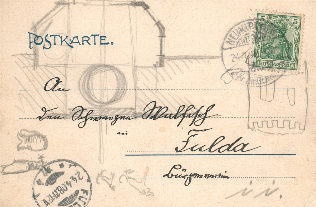 GERMANY GRUSS AUS NEUKIRCHEN ANTIQUE POSTCARD